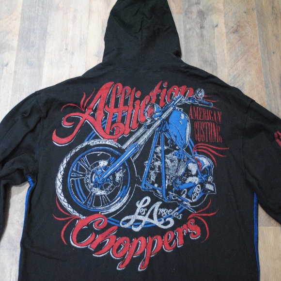 *Vintage* Affliction Sweatshirt (zip-up), Black, Size L - Picture 4 of 4
